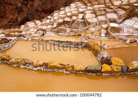 Thousands of shallow pools evaporate water at the Maras Salt Mines (Salinas De Maras), Peru