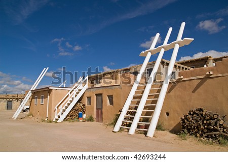 White Kiva Ladders in New Mexican Pueblo