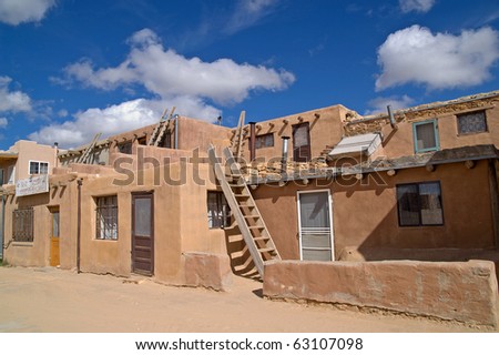 Kivas and ladders in Acoma pueblo, Sky City, New Mexico, USA
