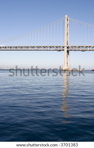 Bay Bridge Portrait deep Blue water Bay Bridge in San Francisco California with daylight