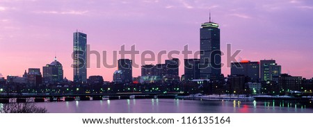 Boston\'s Back Bay skyline with Prudential and Hancock Buildings