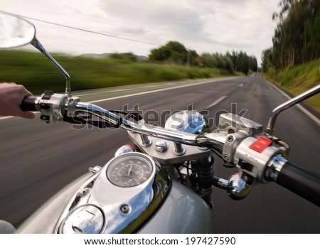 Driving a motorcycle on the road