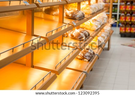 empty store shelf in the super market