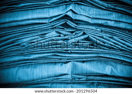 stacked jeans cloth in the factory
