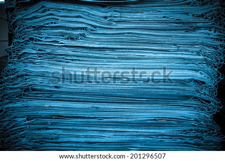 stacked jeans cloth in the factory