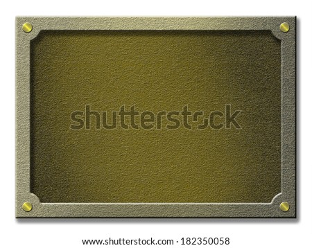 Highlighted gold nailed frame texture with plastic or stone effect. Empty surface, shadowed same empty background with space for text, photo or image. Clipping path included
