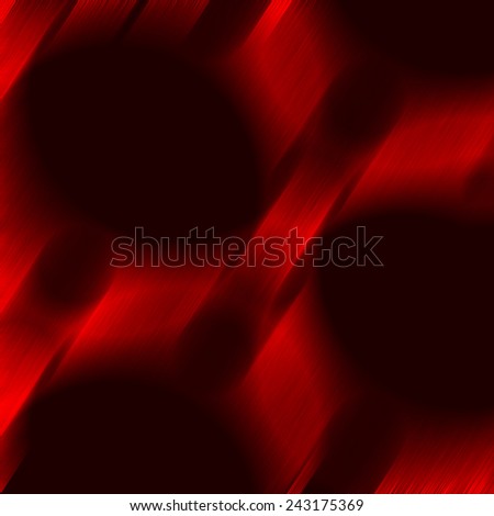 Designer image feed of metal brushed and profiled panel, with round and dimmed regions and red or pink color burning hot iron background