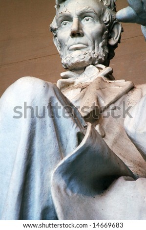 Close up of Abraham Lincoln, Lincoln Memorial in Washington DC