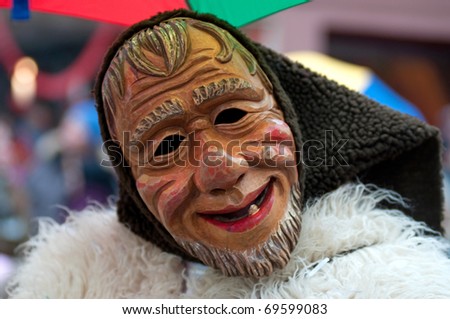 FREIBURG, GERMANY - FEBRUARY 15 : Mask parade at the historical carnival on February 15, 2010 in Freiburg, Germany