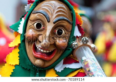 FREIBURG, GERMANY - FEB 15 : Mask parade at the historical carnival on February 15, 2010 in Freiburg, Germany