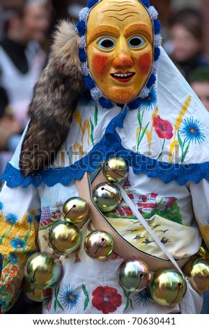 FREIBURG, GERMANY - FEB 15 : Mask parade at the historical annual carnival on February 15, 2010 in Freiburg, Germany