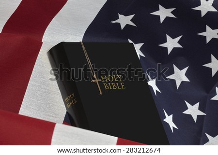 American USA Flag. Studio prop book cover. Concept Photo. Public Domain Items for education and study.