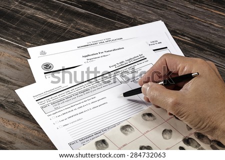 United States of America citizenship immigration naturalization application process With Public Documents for education. Studio prop ID documents.