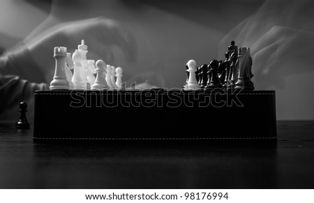 The Chess Match in black and white.