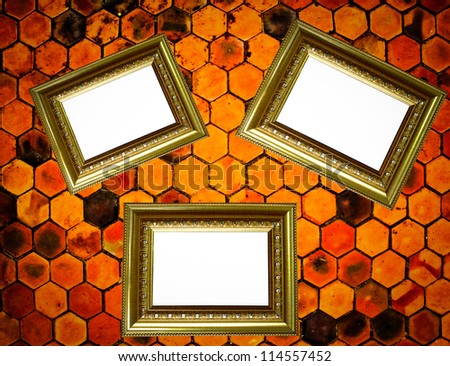 three frame on tile grunge background