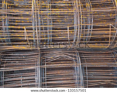 A pile of welded wire mesh