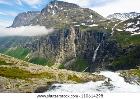 The nature of summer Norway. Mountains, lakes. Fjords of Norway.