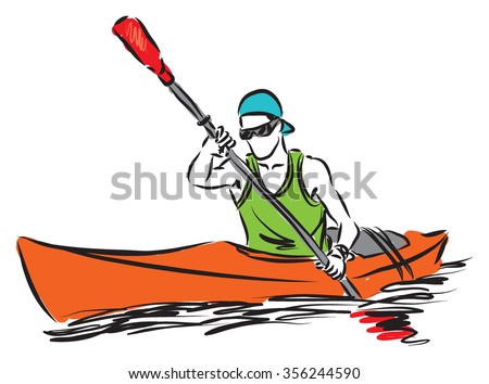 man in a kayak sport illustration