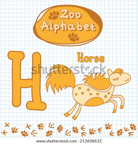 Colorful children\'s alphabet with animals, horse