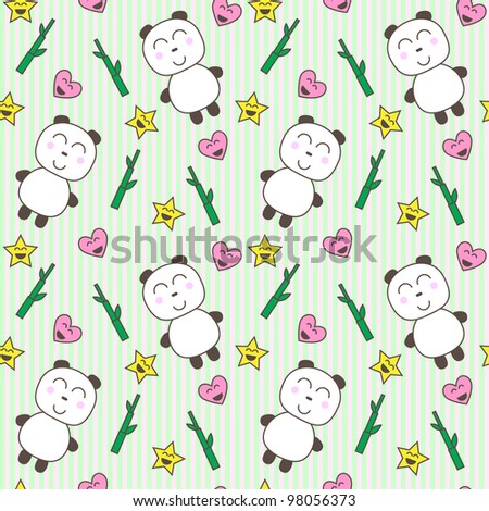 stock vector : Kawaii background with cute pandas