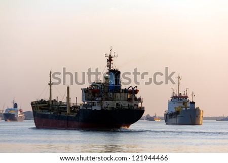 Marine and Cargo Hull at sunset period