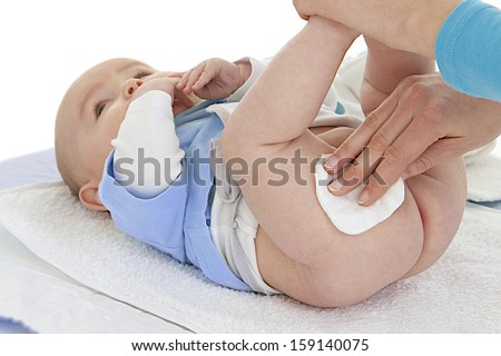 Mother And Child Body-Care With Focus On Clean The Baby'S Buttock