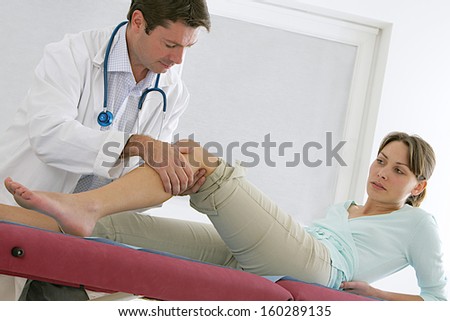 Doctor And Patient - Examination Of The Leg From The Knee And Ankle