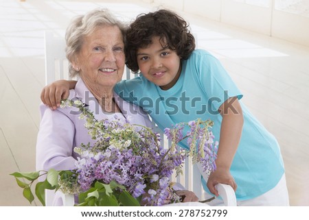 Young boy celebrating grandmother\'s day