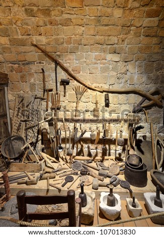 hand tools of the late nineteenth century Museum walls of Acre Israel