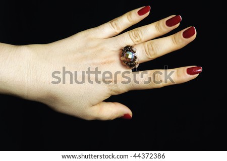 ring set with a stone from stained glass beads