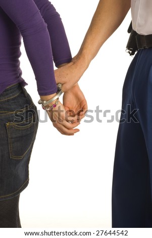 stock photo a young woman arrested handcuffs are used