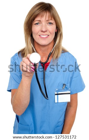 Experienced medical expert in uniform is ready to examine a patient.