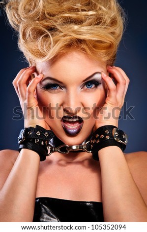 Artistic portrait of a young woman. emotions of anger and aggression. close-up