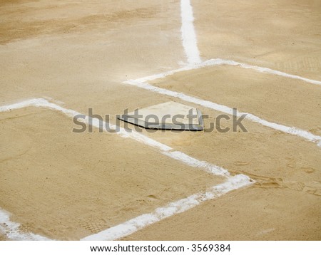 Home plate and chalk lines on a baseball diamond