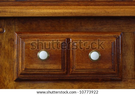 Detail of drawer and pull handles from an old china cabinet