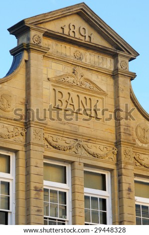 Ornamental facade on an old bank building