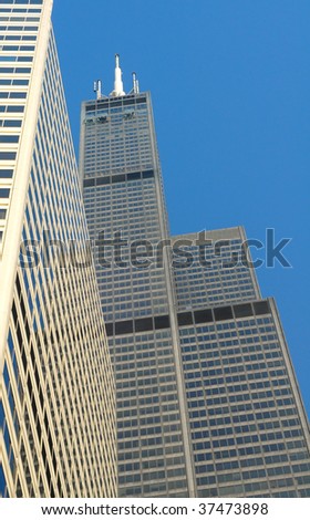 Tallest building in Chicago Illinois seen from directly below