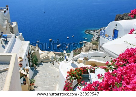 stock photo View over town Oia island Santorini Greece
