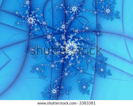 white fractal flowers on light blue background