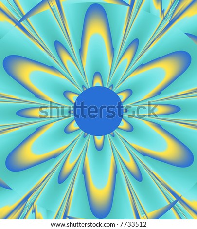 Symmetric flower light-bue with yellow line