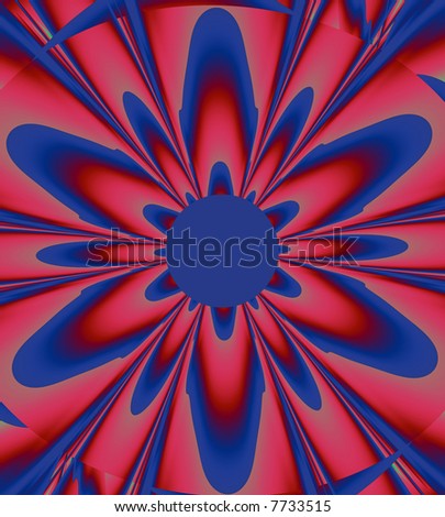 Symmetric flower red and blue
