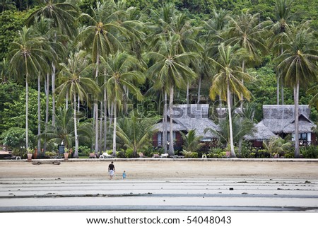 Bungalows on a beautiful beach in Thailand. Ko phi phi island.