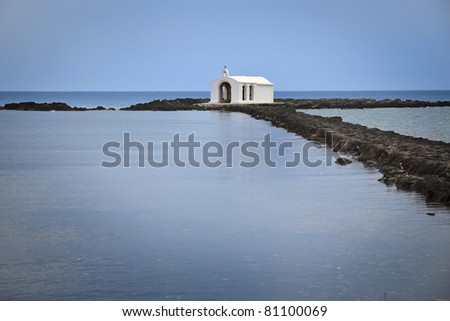 Orthodox church on the water in Crete island, Greece.