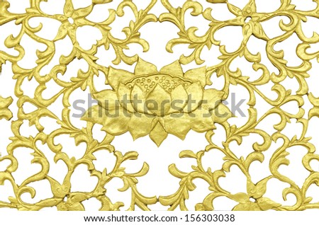 Golden Thai style pattern, golden lotus decorated on white background