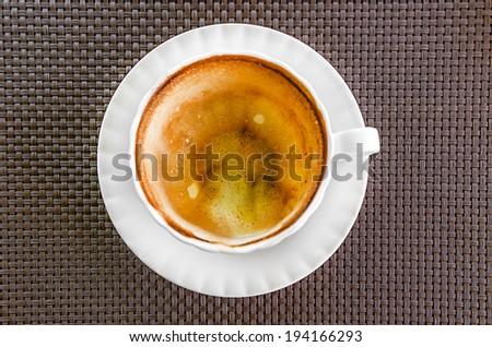 Empty cup of coffee, concept about trying to predict one person\'s future via coffee fortune telling