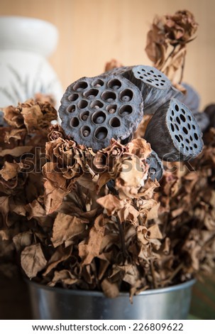 dried lotus seed pod and dried roses (Vintage Style)