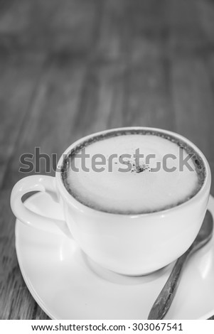 Cappuccino, Cup of Cappuccino Coffee, black&white
