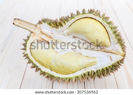 durian,yellow durian in side Mon Thong durian fruit