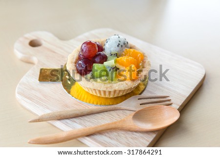 Fresh Homemade Fruit Tart with berries and kiwi,orange and dragon fruit-Fruits tarts