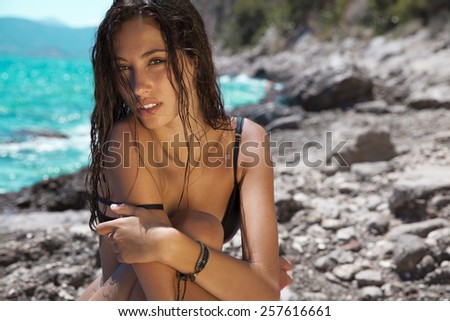 summer model on the beach. Natural beauty